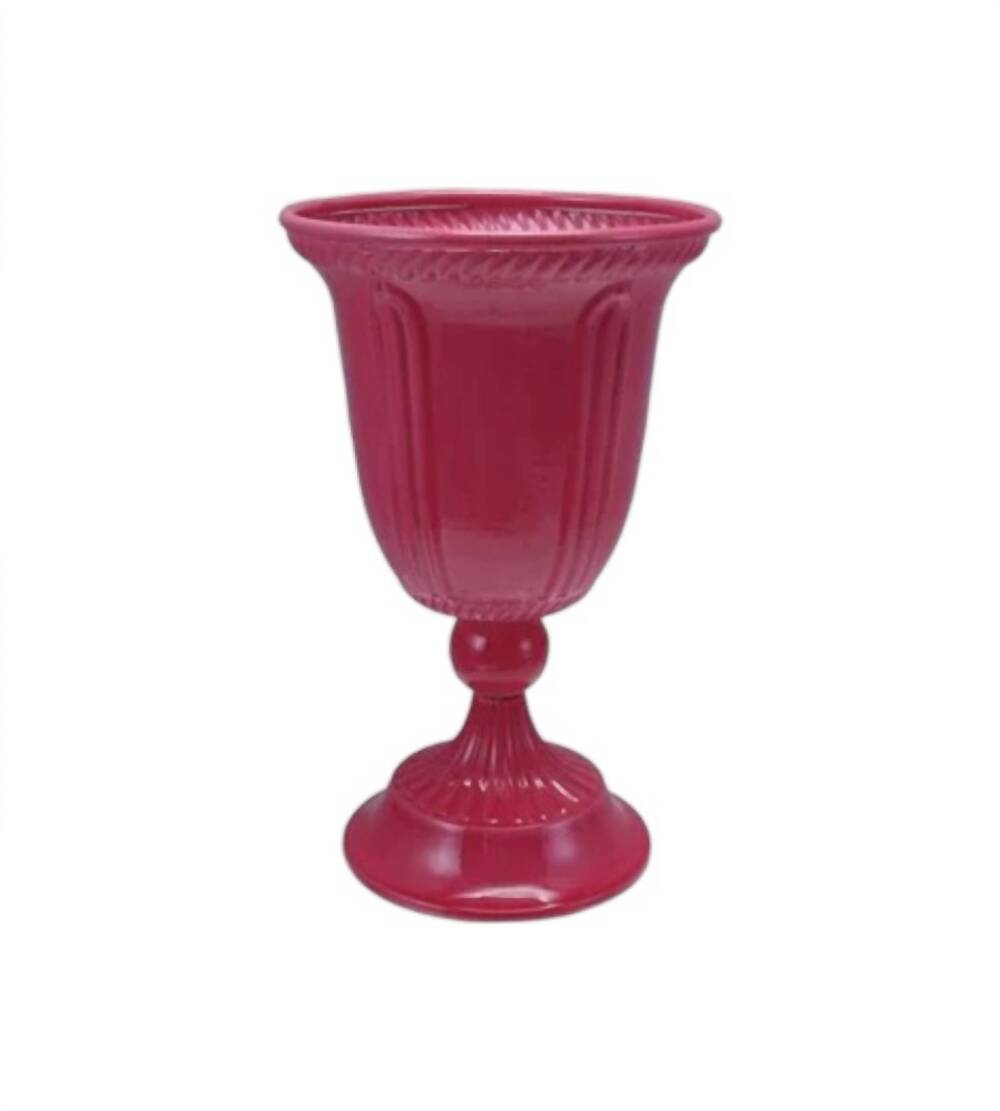 NEW CREATIVE CO-OP metal footed decorative urn in red